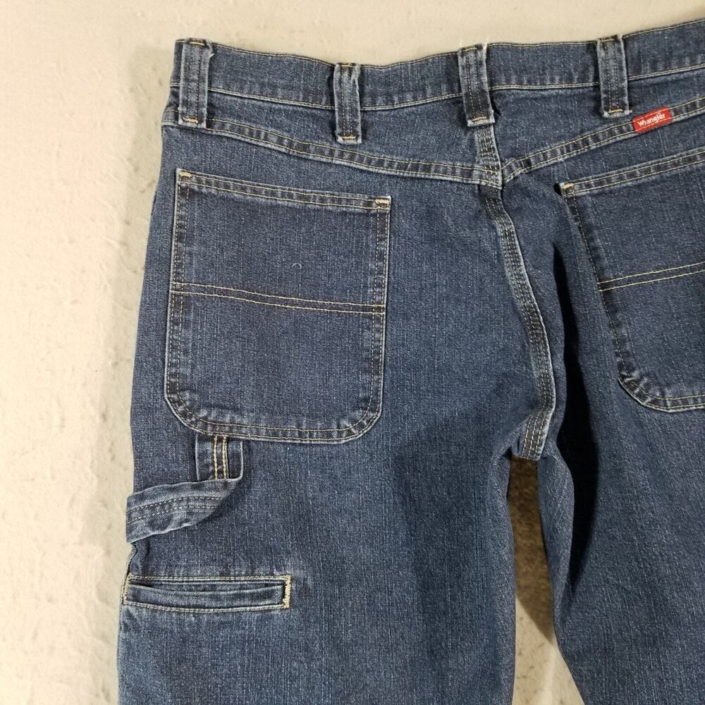 Wrangler Carpenter Jeans Mens 36x33 Blue Denim Workwear Utility Pants - Picture 10 of 11